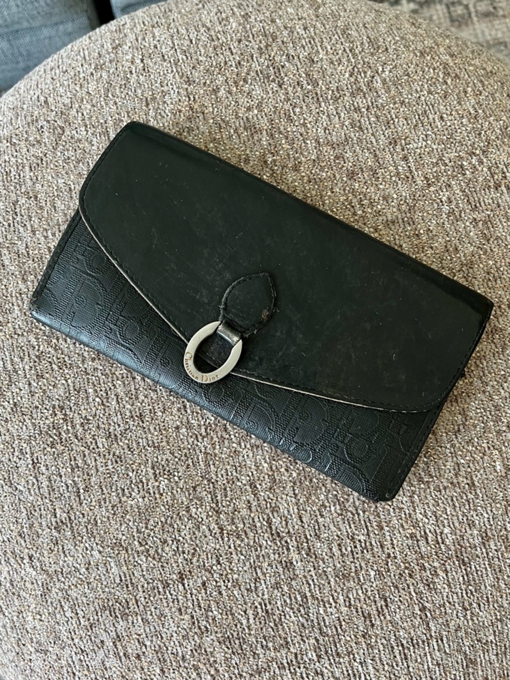Dior Black Leather Trotter Diorissimo Monogram Kisslock Wallet